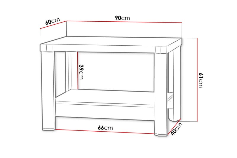 Chezum Sofabord 90 cm med Oppbevaringshylle - Tryffel/Beige/Grå - Møbler - Bord - Sofabord