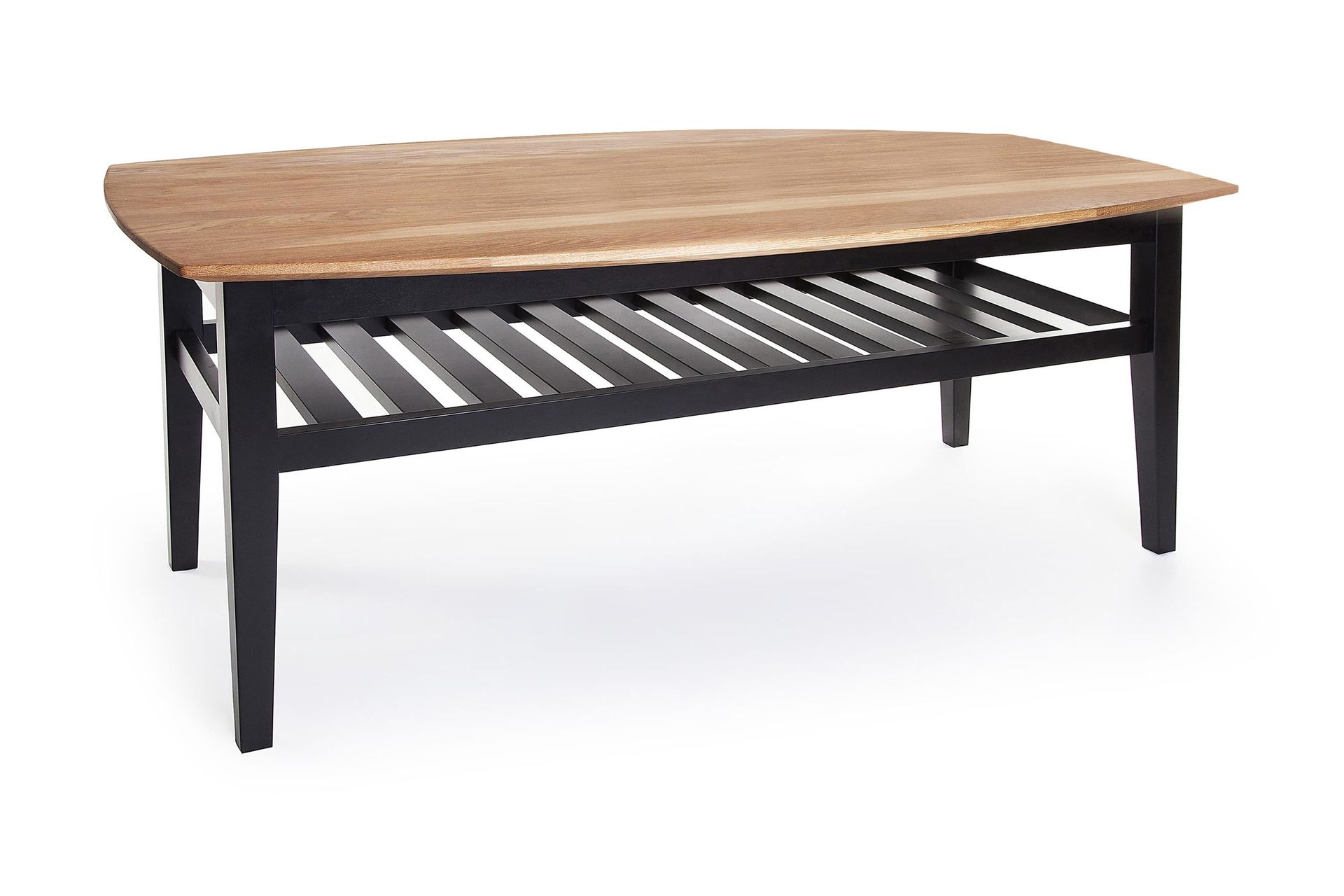 Chicago Sofabord 130 cm med Oppbevaringshylle - Eik/Svart