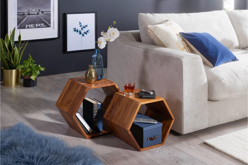 Chicosky Settbord 46 cm 2 Bord - Massivt Tre/Brun - Møbler - Bord - Sofabord