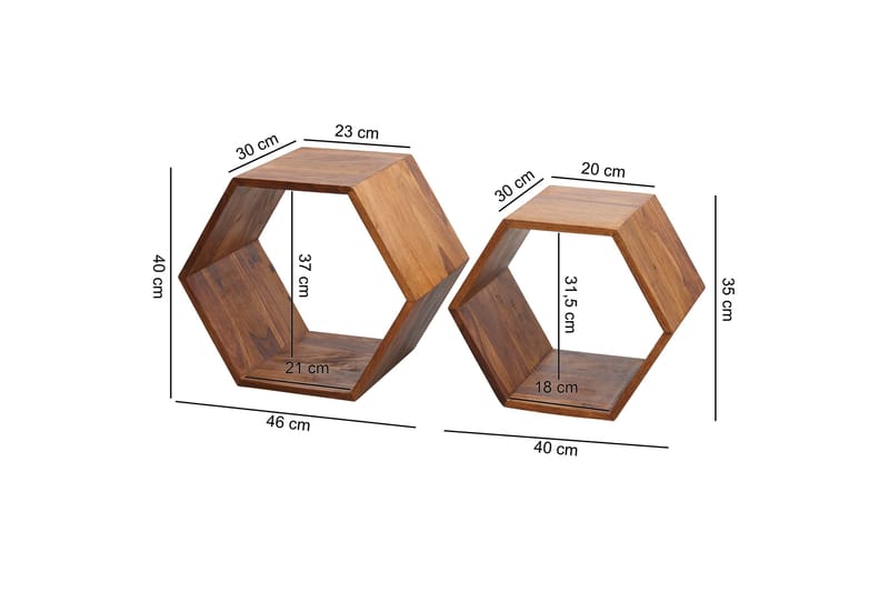 Chicosky Settbord 46 cm 2 Bord - Massivt Tre/Brun - Møbler - Bord - Sofabord