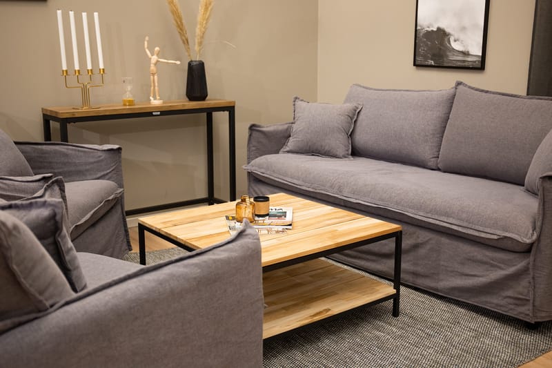 Cirebon Sofabord 80 cm med Oppbevaringshylle - Brun/Sort - Møbler - Bord - Sofabord