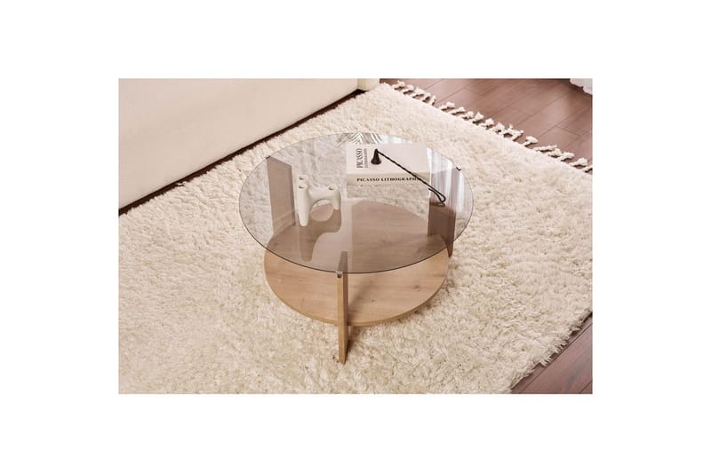 Sofabord Clara 75 cm med Glassplate - Safireik / Fume - Møbler - Bord - Sofabord