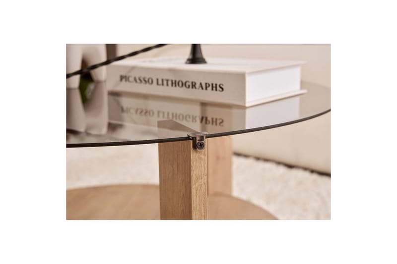 Sofabord Clara 75 cm med Glassplate - Safireik / Fume - Møbler - Bord - Sofabord