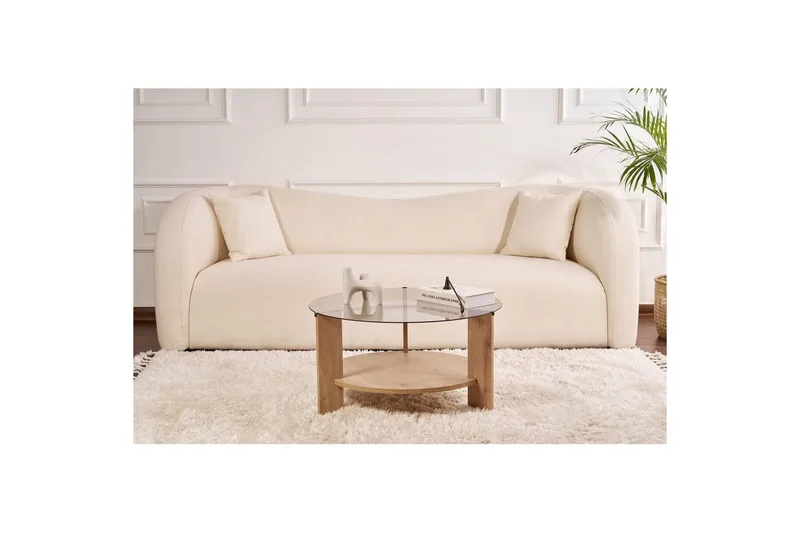 Sofabord Clara 75 cm med Glassplate - Safireik / Fume - Møbler - Bord - Sofabord