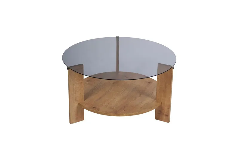 Sofabord Clara 75 cm med Glassplate - Safireik / Fume - Møbler - Bord - Sofabord