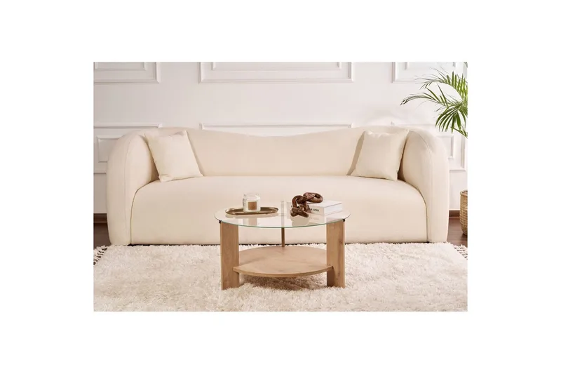 Sofabord Clara 75 cm med Glassplate - Safireik / Transparent - Møbler - Bord - Sofabord