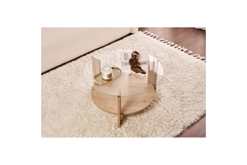 Sofabord Clara 75 cm med Glassplate - Safireik / Transparent - Møbler - Bord - Sofabord