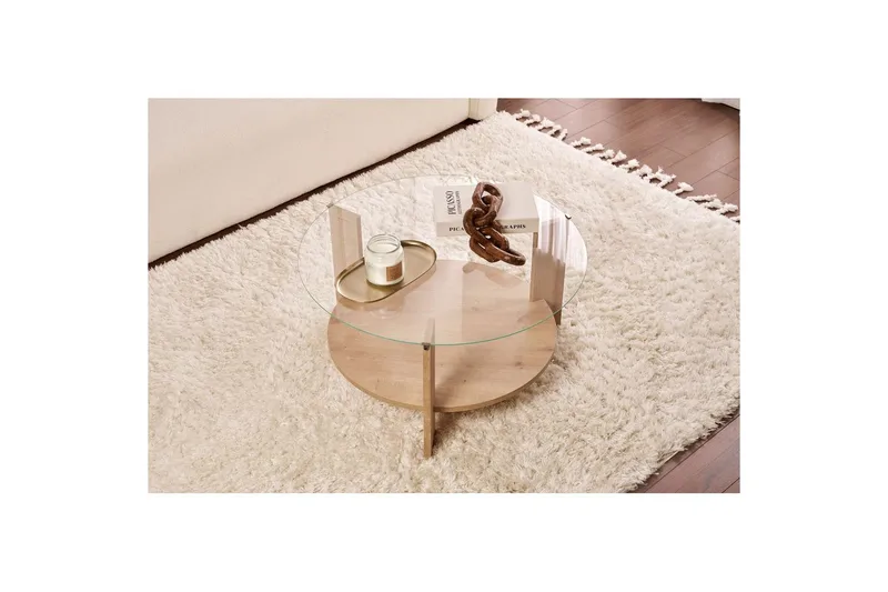 Sofabord Clara 75 cm med Glassplate - Safireik / Transparent - Møbler - Bord - Sofabord