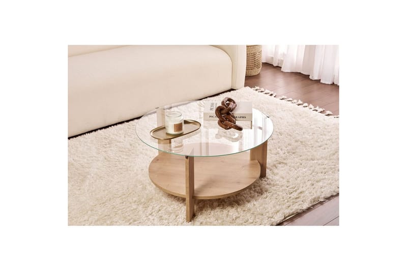 Sofabord Clara 75 cm med Glassplate - Safireik / Transparent - Møbler - Bord - Sofabord