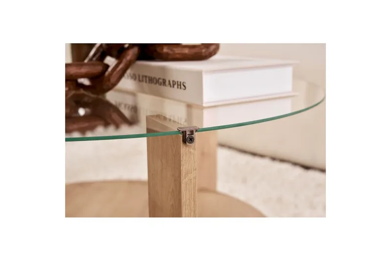 Sofabord Clara 75 cm med Glassplate - Safireik / Transparent - Møbler - Bord - Sofabord