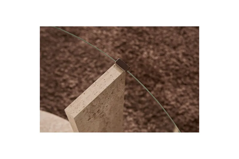 Sofabord Clara 75 cm med Glassplate - Travertin / Transparent - Møbler - Bord - Sofabord