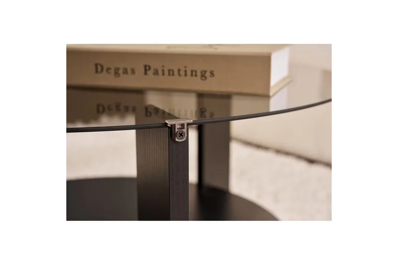 Sofabord Clara 75 cm med Glassplate - Tre Svart / Røykfarget - Møbler - Bord - Sofabord