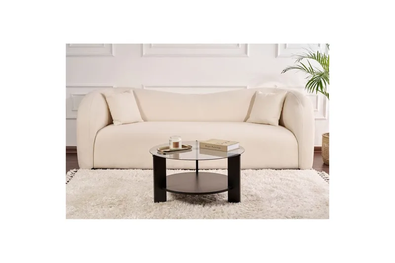 Sofabord Clara 75 cm med Glassplate - Tre Svart / Røykfarget - Møbler - Bord - Sofabord