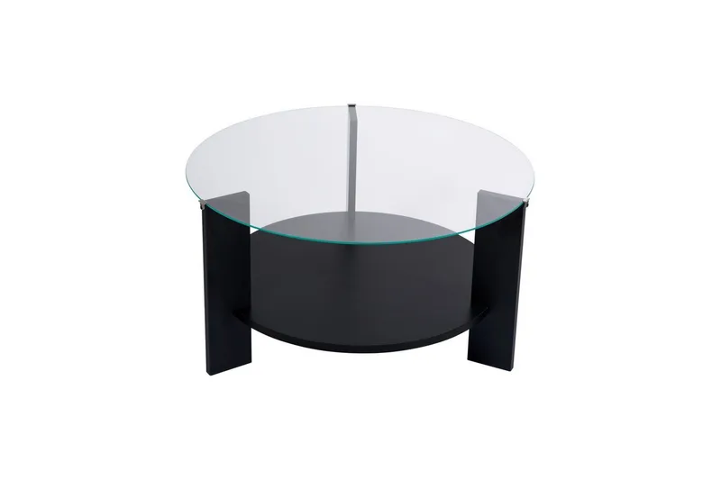 Sofabord Clara 75 cm med Glassplate - Tre Svart / Transparent - Møbler - Bord - Sofabord