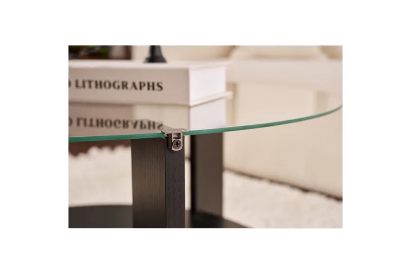 Sofabord Clara 75 cm med Glassplate - Tre Svart / Transparent - Møbler - Bord - Sofabord