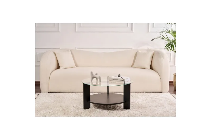 Sofabord Clara 75 cm med Glassplate - Tre Svart / Transparent - Møbler - Bord - Sofabord