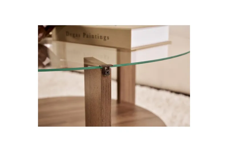 Sofabord Clara 75 cm med Glassplate - Valnøtt / Transparent - Møbler - Bord - Sofabord