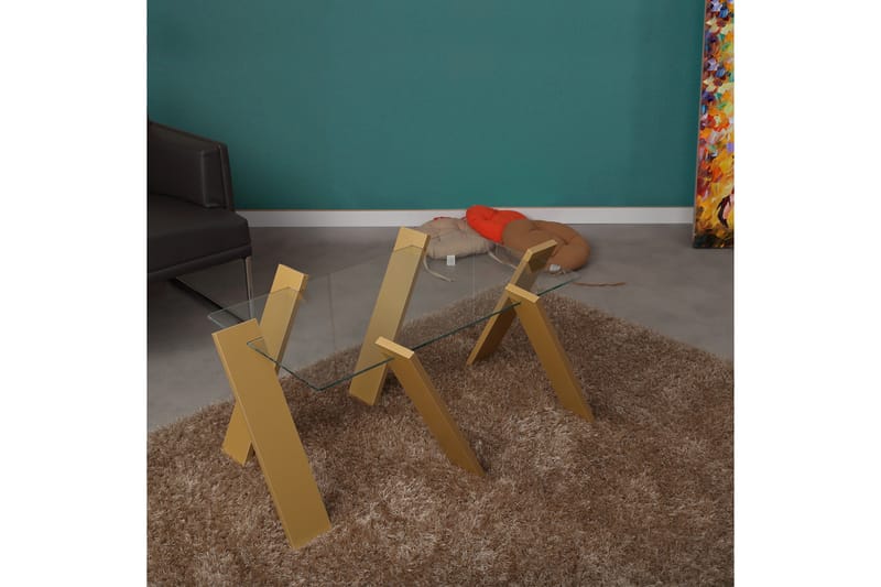 Comfortale Maxi Sofabord 92 cm - Glass/Senapsgul - Møbler - Bord - Sofabord