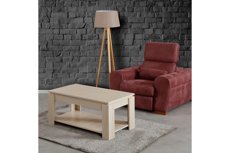 Comfortale Sofabord 104 cm med Oppbevaringshylle - Lyse Eikefarge - Møbler - Bord - Sofabord