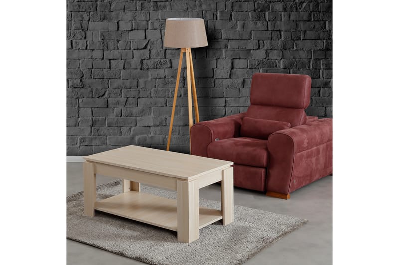 Comfortale Sofabord 104 cm med Oppbevaringshylle - Lyse Eikefarge - Sofabord