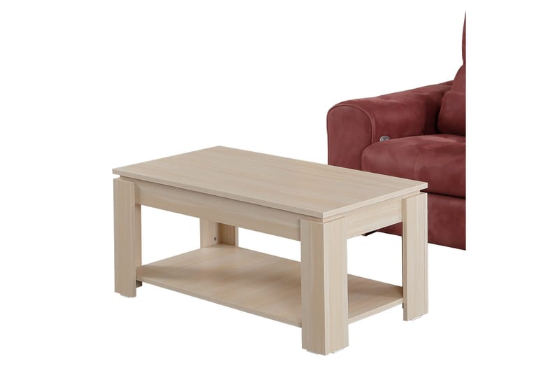 Comfortale Sofabord 104 cm med Oppbevaringshylle - Lyse Eikefarge - Møbler - Bord - Sofabord