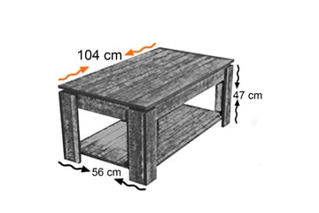 Comfortale Sofabord 104 cm med Oppbevaringshylle - Lyse Eikefarge - Møbler - Bord - Sofabord