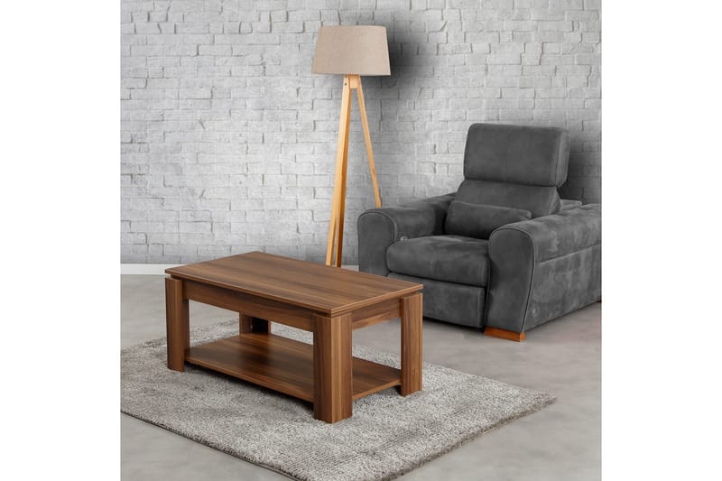 Comfortale Sofabord 104 cm med Oppbevaringshylle - Valnøttsbrun - Sofabord