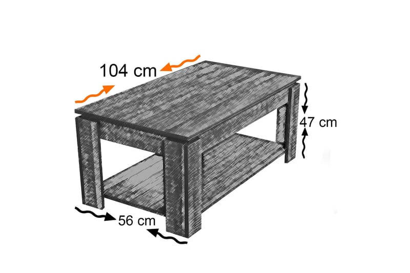 Comfortale Sofabord 104 cm med Oppbevaringshylle - Valnøttsbrun - Sofabord