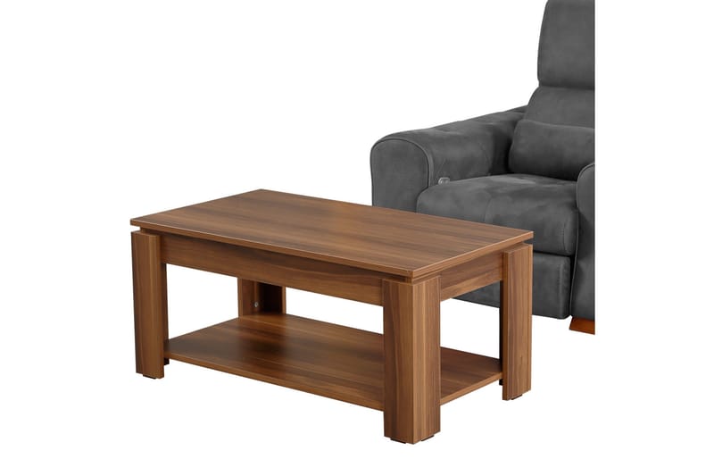 Comfortale Sofabord 104 cm med Oppbevaringshylle - Valnøttsbrun - Møbler - Bord - Sofabord