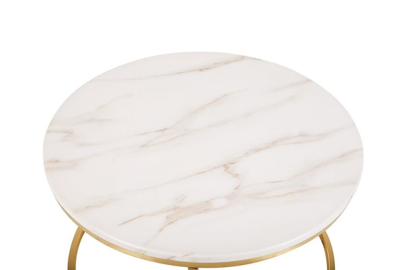 Coralla Sofabord 70 cm Rundt Marmormønster - Hvit/Gull - Møbler - Bord - Sofabord