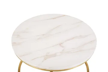Coralla Sofabord 70 cm Rundt Marmormønster - Hvit/Gull - Møbler - Bord - Sofabord