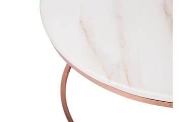 Coralla Sofabord 70 cm Rundt Marmormønster - Hvit/Kobber - Møbler - Bord - Sofabord