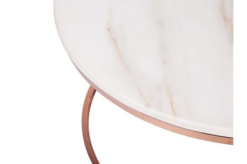 Coralla Sofabord 70 cm Rundt Marmormønster - Hvit/Kobber - Møbler - Bord - Sofabord