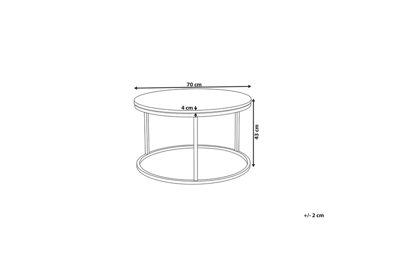 Coralla Sofabord 70 cm Rundt Marmormønster - Hvit/Kobber - Møbler - Bord - Sofabord