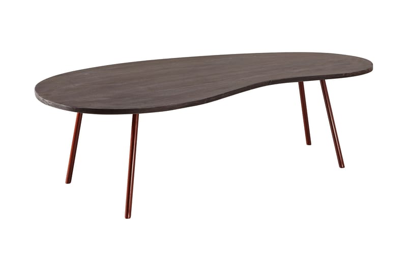 Corkrean Sofabord 122 cm Njurformat, Massivt Tre/Mørkegrå/Kobber