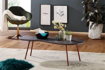 Corkrean Sofabord 122 cm Njurformat - Massivt Tre/Mørkegrå/Kobber - Møbler - Bord - Sofabord