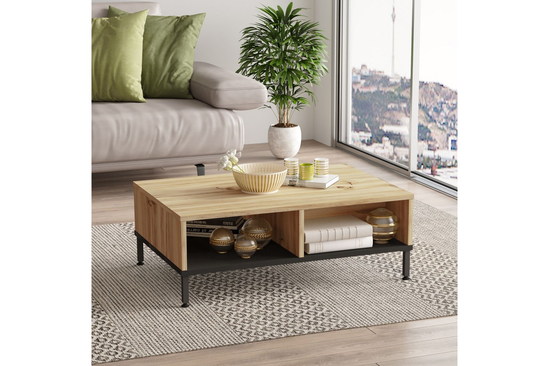 Cranner Sofabord 90 cm - Natur/Svart - Møbler - Bord - Sofabord
