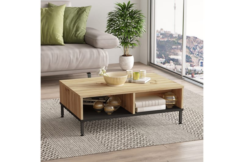 Cranner Sofabord 90 cm - Natur/Svart - Møbler - Bord - Sofabord