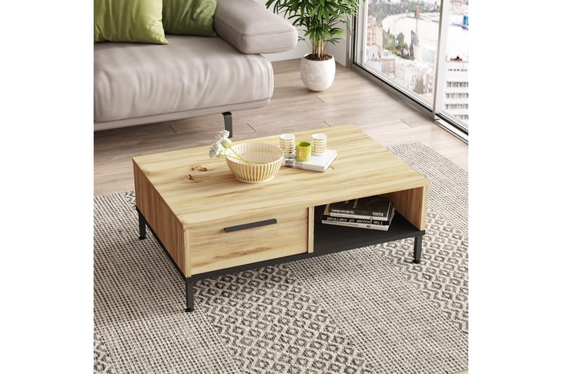 Cranner Sofabord 90 cm - Natur/Svart - Møbler - Bord - Sofabord