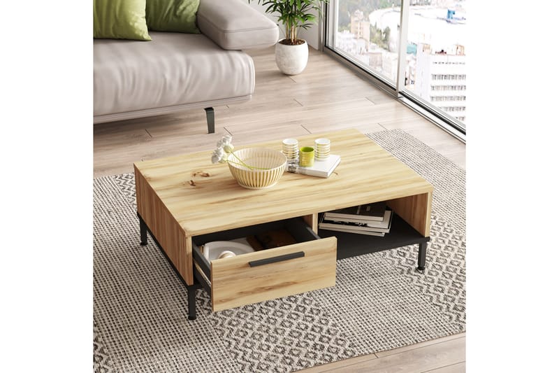 Cranner Sofabord 90 cm - Natur/Svart - Møbler - Bord - Sofabord