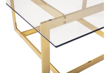 Crystal 80 cm Kvadratisk Sofabord med Geometrisk Understell i Glass - Klar - Møbler - Bord - Sofabord