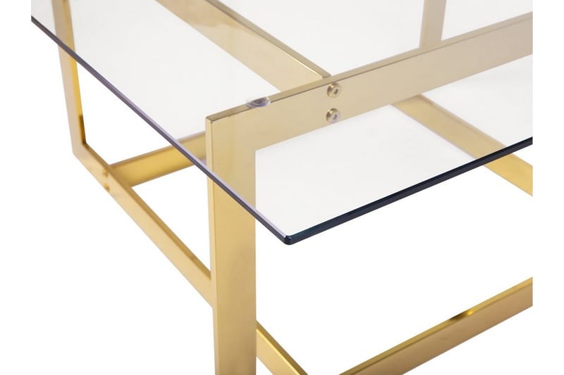 Crystal 80 cm Kvadratisk Sofabord med Geometrisk Understell i Glass - Klar - Møbler - Bord - Sofabord