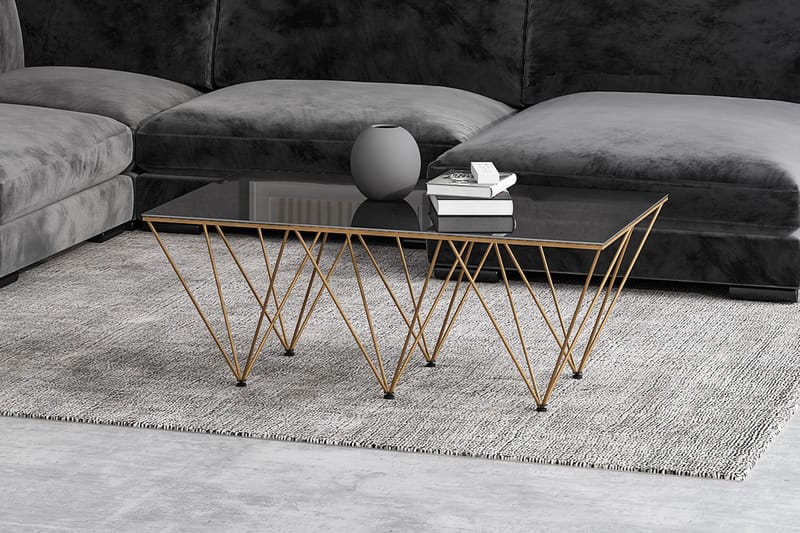 Crystal Sofabord 120 cm - Røykfarget glass/Messing - Møbler - Bord - Sofabord