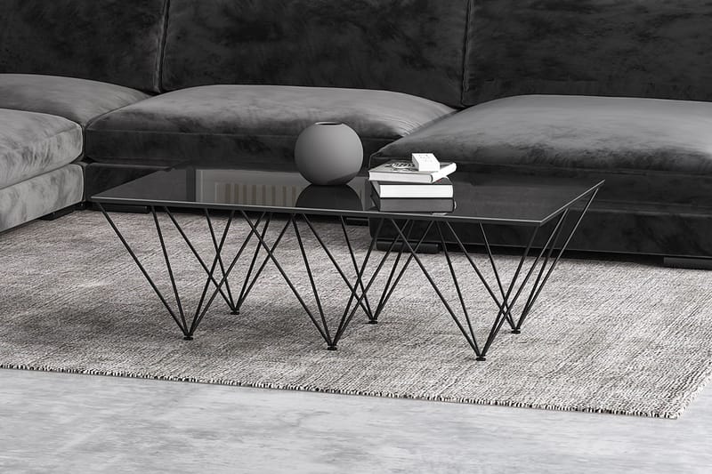 Crystal Sofabord 120 cm - Røykfarget glass/Svart - Møbler - Bord - Sofabord