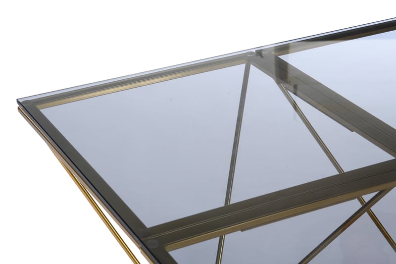 Crystal Sofabord 80 cm - Røykfarget glass/Messing - Sofabord