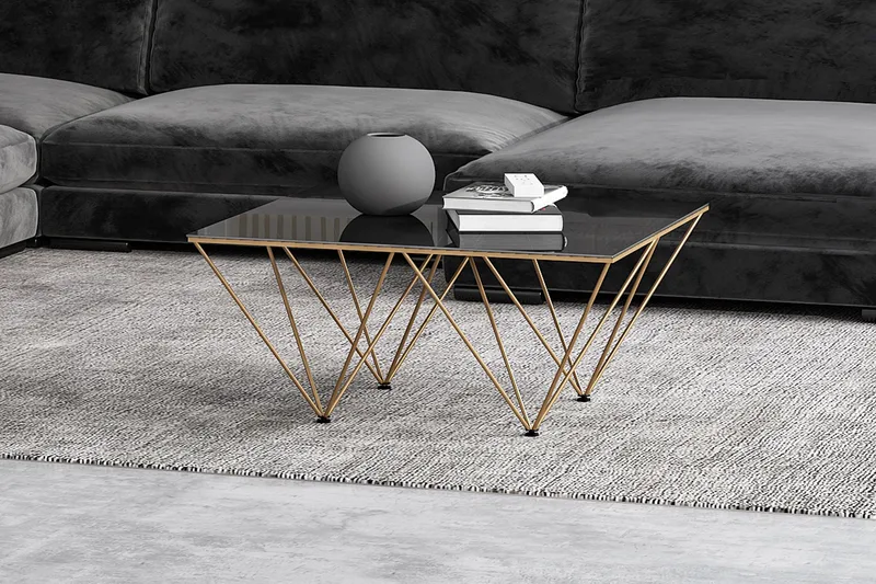 Crystal Sofabord 80 cm - Røykfarget glass/Messing - Møbler - Bord - Sofabord