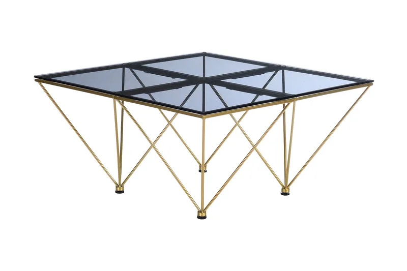 Crystal Sofabord 80 cm - Røykfarget glass/Messing - Møbler - Bord - Sofabord