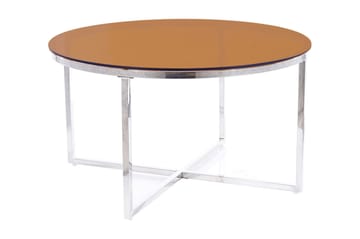 Crystalia Sofabord 80 cm Rundt - Glass/Brun/Silver - Møbler - Bord - Sofabord
