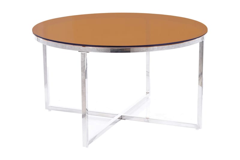 Crystalia Sofabord 80 cm Rundt - Glass/Brun/Silver - Møbler - Bord - Sofabord