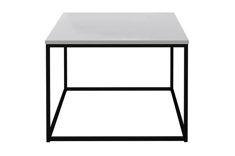 Cubosa Kvadratisk Sofabord 60 cm i Tre og Metall, Hvit|Sort